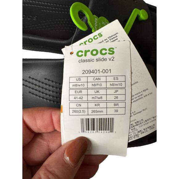 Crocs NEW Unisex Adult Classic Slide V2 Sandals Black US Men's 8 Women's 10 - Picture 9 of 10